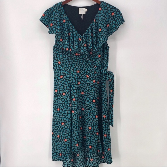 HD in Paris Anthropologie Faux Wrap Ruffle Dress - Picture 1 of 7